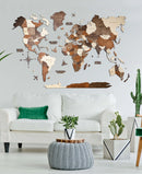Mapa mundi 3D decoração de parede