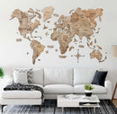 Mapa mundi 3D decoração de parede