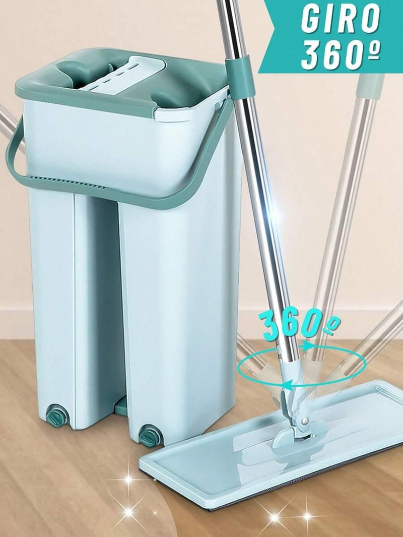 Mop Flat Balde 6 litros Com Cabo Extensível Inox Grande + 2 Refis de Bônus - Loja Easy Express