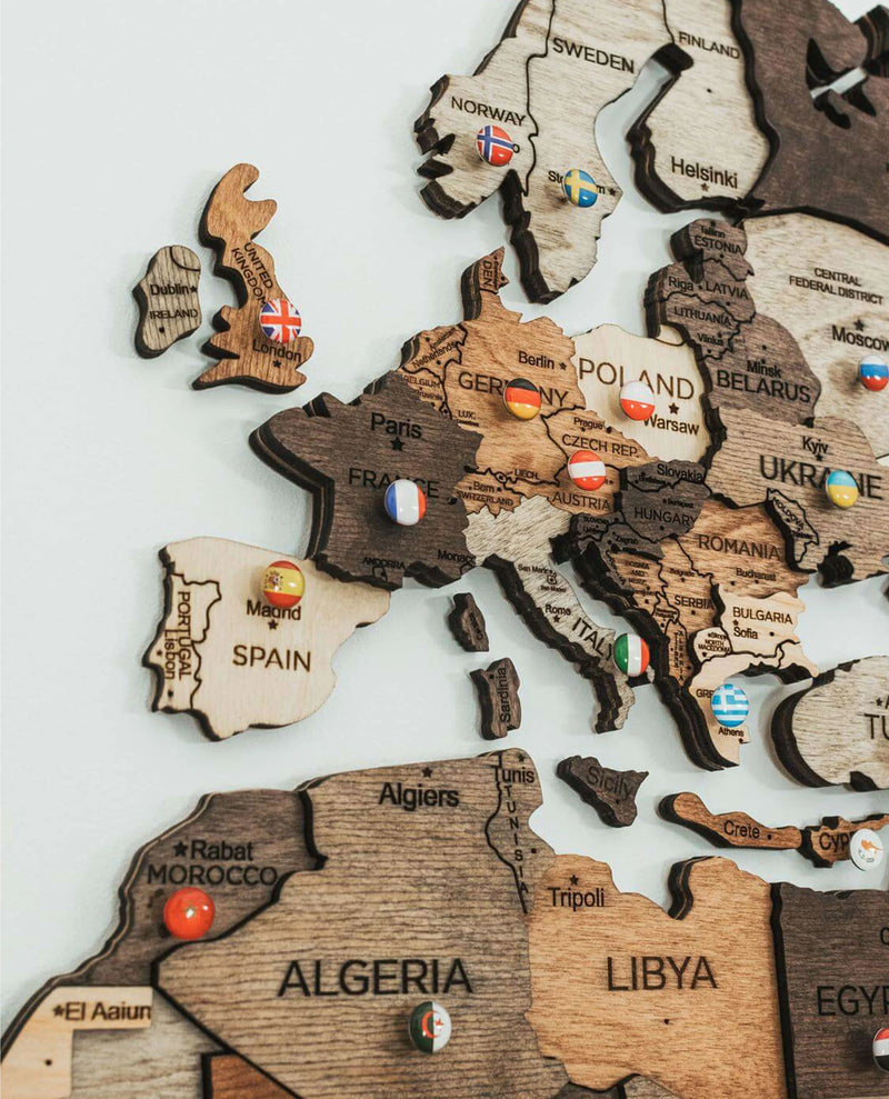 Mapa mundi 3D decoração de parede