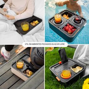 Suporte para refeições com caixa interna