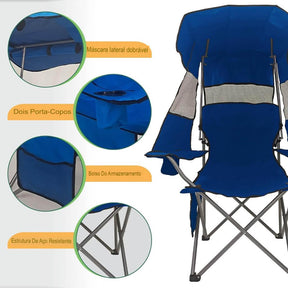 Cadeira Guarda-sol Dobrável Praia Pesca Camping Porta Copo - Loja Easy Express