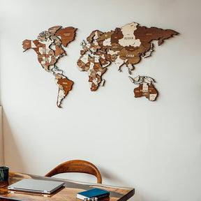 Mapa mundi 3D decoração de parede