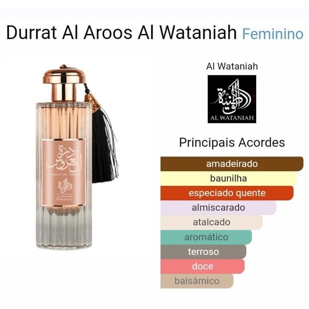 Perfume Árabe Al Wataniah Durrat Al Aroos Eau De Parfum Feminino 85ml Original