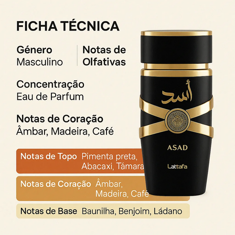 Perfume Árabe Lattafa Asad 100ml Eau De Parfum Original Com Selo Original Lataffa