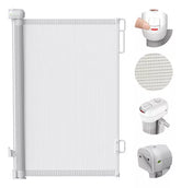 Portão De Segurança Retrátil Para Bebês, Crianças E Pets Com Tela De Pvc, Alumínio E Abs Branco