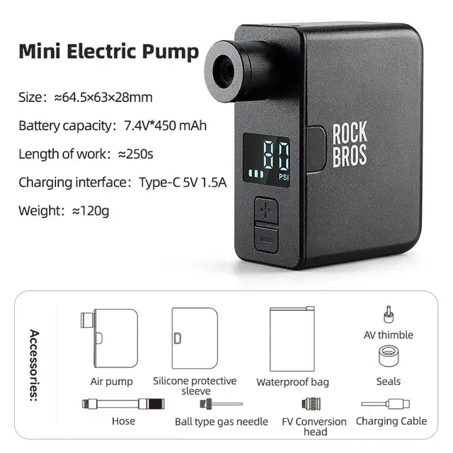 Mini Compressor de Ar Portátil para Bicicletas Rockbros