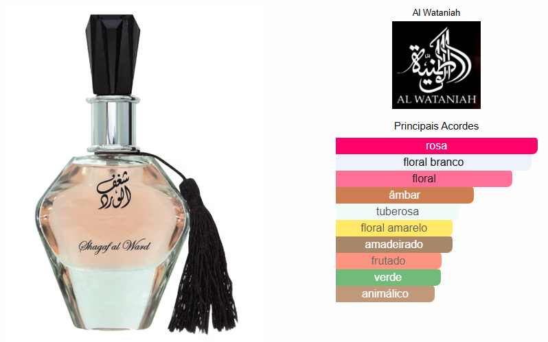 Shagaf Al Ward Al Wataniah Perfume Árabe Feminino Eau de Parfum 100ml