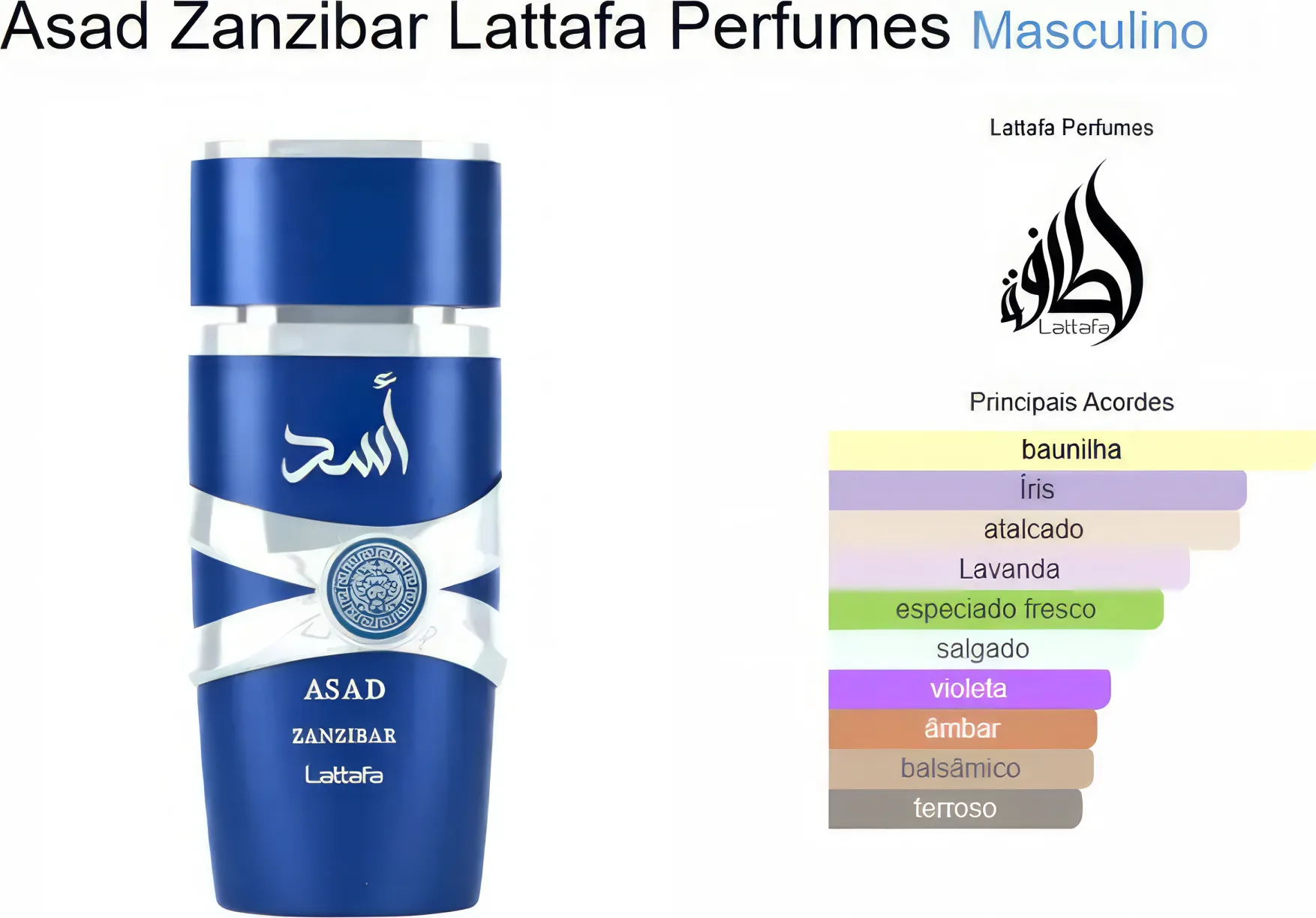 Asad Zanzibar Lattafa Perfumes Eau de Parfum - Perfume Masculino 100ml