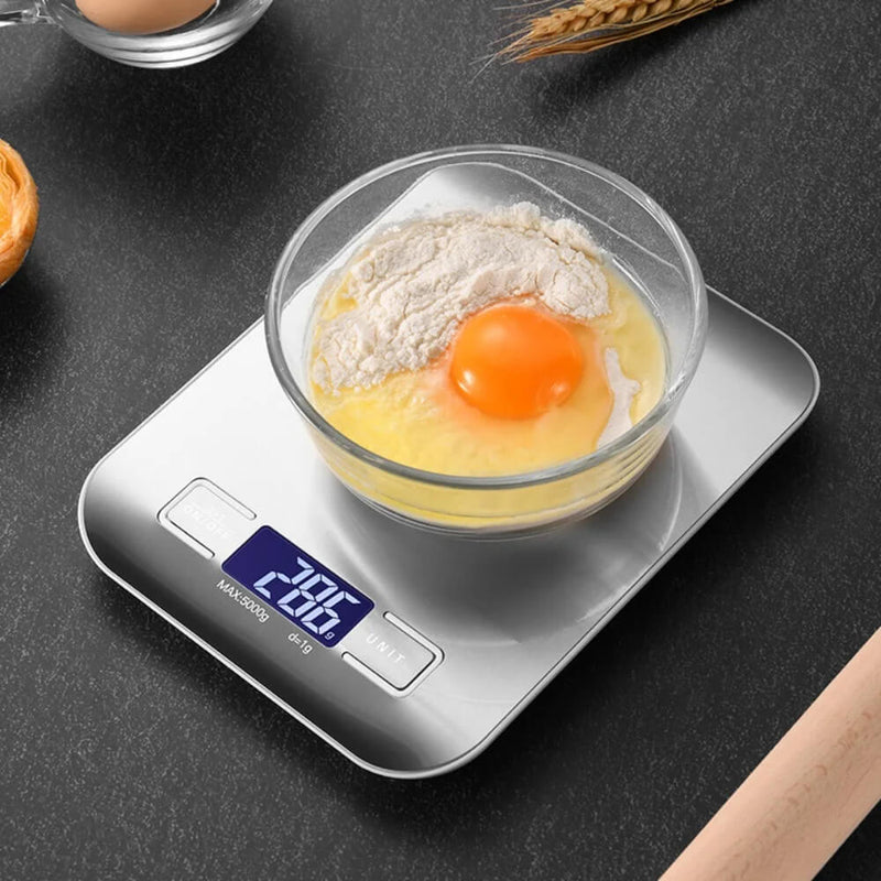 Balança de Cozinha Digital para Alimentos Culinária em Aço Inoxidável