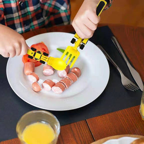 Conjunto de Pratos e Utensílios Infantil 4 peças com Tema de Construção