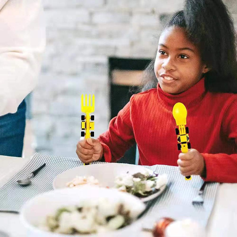 Conjunto de Pratos e Utensílios Infantil 4 peças com Tema de Construção