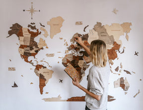 Mapa mundi 3D decoração de parede