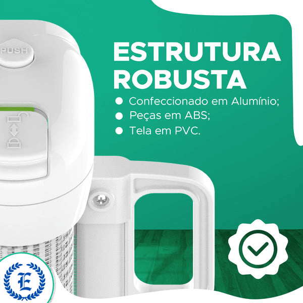 Portão De Segurança Retrátil Para Bebês, Crianças E Pets Com Tela De Pvc, Alumínio E Abs Branco