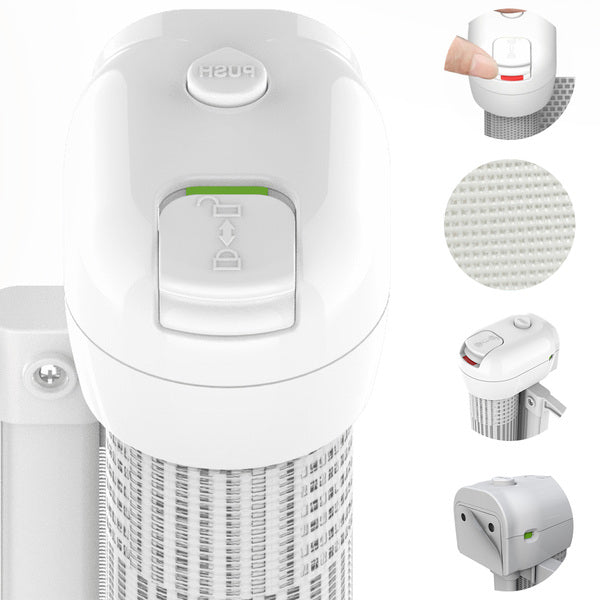 Portão De Segurança Retrátil Para Bebês, Crianças E Pets Com Tela De Pvc, Alumínio E Abs Branco