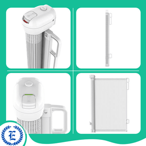 Portão De Segurança Retrátil Para Bebês, Crianças E Pets Com Tela De Pvc, Alumínio E Abs Branco