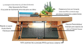 Prateleira de carvalho com compartimento secreto