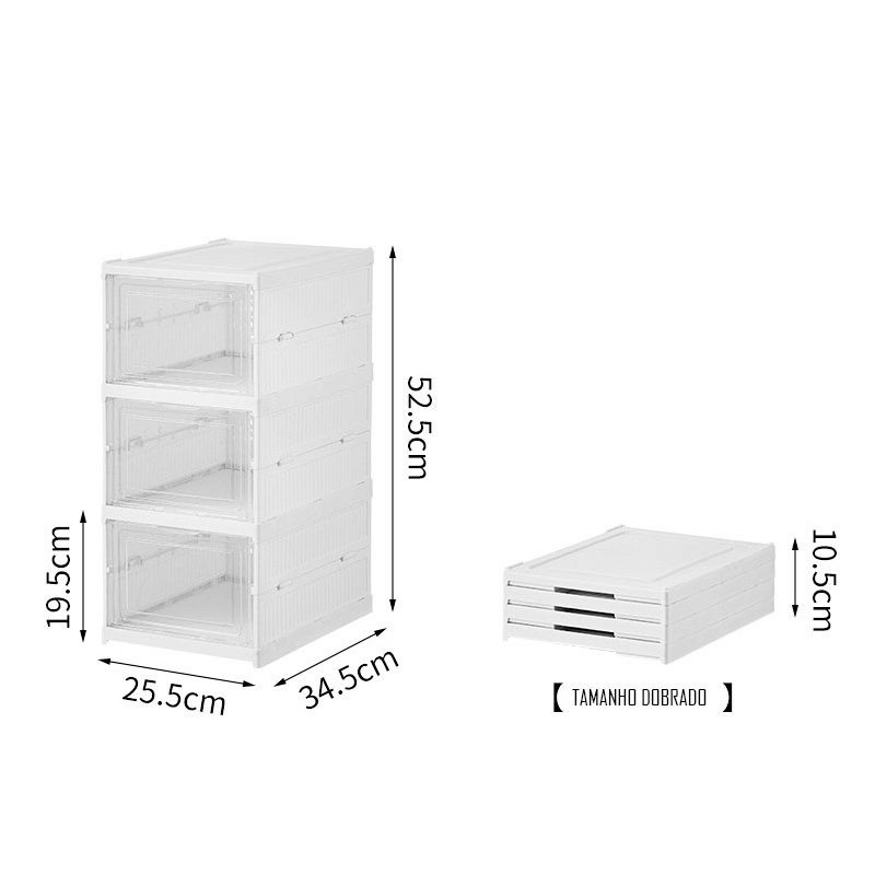 Sapateira Dobrável Armazenamento Transparente Empilhável