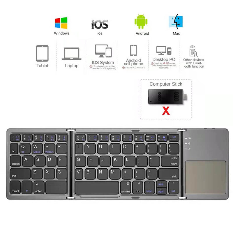 Teclado Bluetooth Dobrável Sem Fios