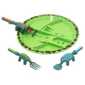 Conjunto de Pratos e Utensílios Infantil 4 peças com Tema de Construção