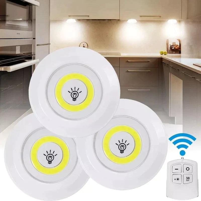 Kit 3 Lâmpadas de Led Spot Sem fio Ameryk - Acompanha Controle Remoto - Loja Easy Express