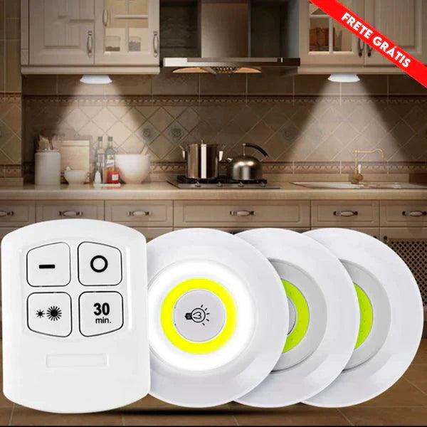 Kit 3 Lâmpadas de Led Spot Sem fio Ameryk - Acompanha Controle Remoto - Loja Easy Express