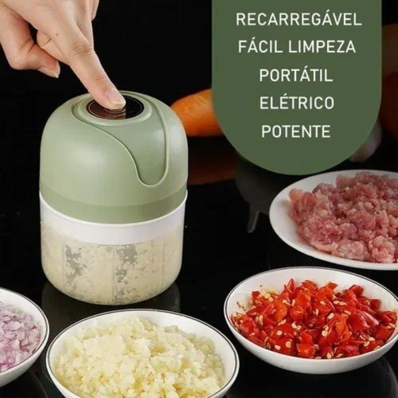 Mini Processador Elétrico de Alimentos Portátil com 3 lâminas de aço inox USB 250 ml Bivolt - Loja Easy Express