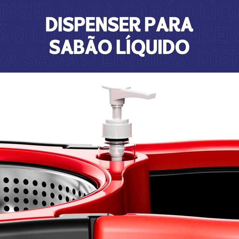 Mop Giratório Com Cesto Em Inox C/2 Refil e Dispense Para Sabão - Loja Easy Express